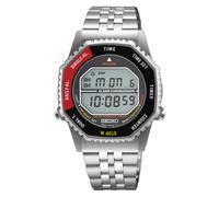Seiko SMGG19P1 Men's Digital Watch with Black and Red Dial and Silver Strap