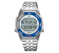 Seiko Mens Digital Watch with Blue and Silver Dial Silver Bracelet SMGG21P1