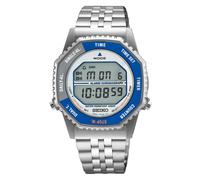 Seiko Mens Digital Watch with Blue and Silver Dial Silver Bracelet SMGG21P1
