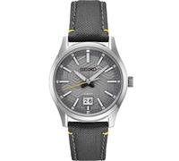 SEIKO Men's Essentials SUR543 10bar Nylon Band Yellow Second Hand, Gray, Quartz Movement