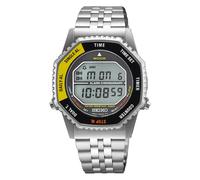 Seiko Men's Grey Dial Black & Yellow Digital Silver-Tone Stainless Steel Bracelet Watch