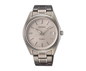 Seiko Men's Quartz Watch Titanium with Stainless Steel Strap, White, Quartz