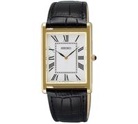 Seiko Men's Quartz Watch With Leather Strap Black/Gold SWR104P1