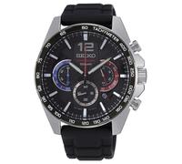 Seiko Men's Sports Chronograph Black Dial & Black Silicone Strap Watch