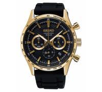 Seiko Men's Watch Chronograph Black/Gold Chrono SSB446P1