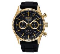 Seiko Men's Watch Chronograph Black/Gold Chrono SSB446P1