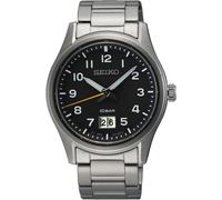 Seiko Mens Watch with Black Dial & Silver Bracelet SUR569P1
