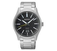 Seiko Mens Wrist Band Watch Large Date Steel/Black SUR535P1