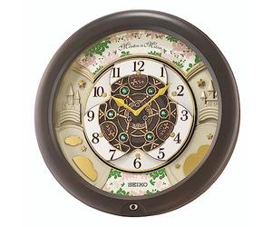 Seiko Moldies in Motion Wall Clock with Brown Case QXM391N