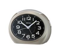 Seiko QHE193N Silver And Black Oval Alarm Clock - C06118