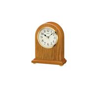 Seiko Wooden Oak Quartz Mantle Clock with Clear Arabic Dial and Alarm QXE031B