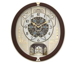 Seiko QXM291B 18-Melodies Melody in Motion Clock, Brown & White