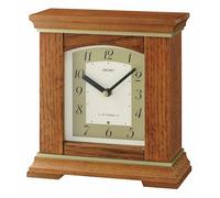 Seiko QXW249B Wooden Oak Finish Quartz Battery Musical Melody Chime Mantel Clock with Volume Control