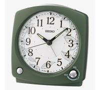Seiko Retro White Patterned Dial Green Alarm Clock QHP012M