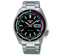 Seiko SRPK13K1 Men's Special Edition New Regatta Timer 5 Sports Retro Colour Collection Bracelet Strap Watch, Black/Silver