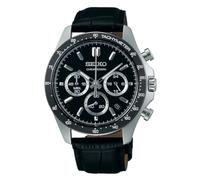 Seiko Selection Men's Quartz Chronograph, Dial: Black, Band: Black (Leather), 1個, Chronograph