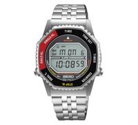 Seiko Mens Digital Watch with Black and Red Dial Silver Bracelet SMGG19P1