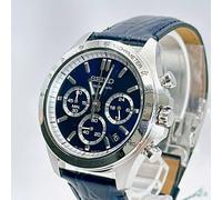 SEIKO SPIRIT SBTR019 Chronograph Quartz Blue Face Men's Watch Leather Band 40mm