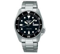 Seiko 5 Stainless Steel Mid Size Automatic Sports Watch Black