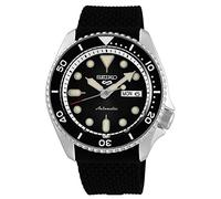 Seiko 5 Silicone Strap Black Dial Watch, One Colour, Men One Colour