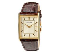 Seiko SWR064P1 Men's Quartz Watch Stainless Steel with Leather Strap, Gold, Strap.