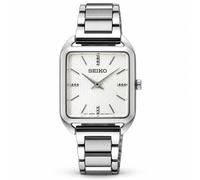 Seiko SWR073P1 Ladies Rectangular Quartz Wristwatch Stainless Steel White Dial