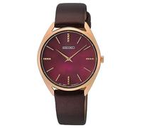 Seiko SWR082P1 Women's Analogue Quartz Watch with Leather Strap, Gold-Brown, Strap.