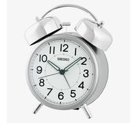 Seiko Twin Bell Round Silver Alarm Clock QHK063S