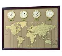 Seiko World Time Quartz Wall Clock with 23 Cities & 4 Times QXA722B