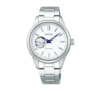 Seiko Watch, Women's, Mechanical, Made in Japan, Open Heart, Dial White/Silver, Bracelet Type