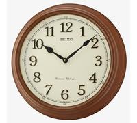 Seiko White Dial Wooden Round Wall Clock QXD214B