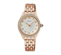 Seiko Women's Quartz Watch with Analogue Display and Rose Gold Metal Strap SU396P1 White Flyaway Orchid Strap