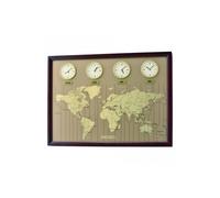 Seiko World Time Quartz Battery Wooden Wall Clock - Dark Wood - QXA722B