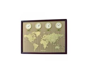 Seiko World Time Quartz Battery Wooden Wall Clock - Dark Wood - QXA722B