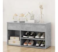 seim wooden shoe storage bench with 2 shelves in concrete effect