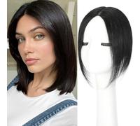 Seimainurs Hair Topper for Thinning Hair Women Real Human Hair 120 Density 3x4 Inch Swiss Base 10inch Natural black Hair Pieces for Thinning Hair
