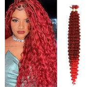 Seimainurs Ocean Wave Crochet Hair Long Deep Wave Braiding Hair Synthetic Curly Crochet Hair Extensions For Black Women(T1B/Red, 24 Inch (Bundles of 2))
