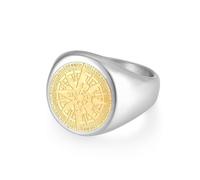 SeiMios Compass Signet Ring Stainless Steel North Star Ring for Men Size 7