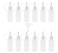 Seimneire 12 PCS 0.5 OZ Precision Needle Tip Glue Bottles, 15ML Refillable Mini Funnels Precision Tip Squeeze Bottle, Plastic Applicator Bottles for DIY Paint Paper Quilling Craft/Gluers (White)