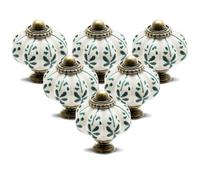 Seimneire 12pcs Ivory Pumpkin Knobs, Vintage Ceramic Cabinet Knobs, Dresser Drawer Door Knobs Drawer Pulls Dresser Handles with Mounting Screws - Leaf Pattern