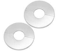 Seimneire 2 Pcs Silver 1.57 inch / 40mm Split Escutcheon Plate, Metal Pipe Cover Tube Cover Water Pipe Cover, Drain Line Cover Sink Flange Wall Collar for Bathroom Water Pipe Tube