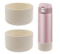 Seimneire 2Pcs Silicagel Boot Water Bottle Protector for Owala 32oz, 3.45 Inch Cream Anti-Slip Base Cover, Compatible with FreeSip, Twist & Flip Stainless Steel Bottles