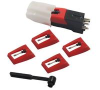 Seimneire 4 Pack Record Player Needle, 1 Diamond Stylus Record Player Cartridge Replacement Turntable Needle, Easy Install Turntable Parts Kit for Crosley ION LP/Phonograph Enthusiasts, Includes Brush