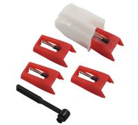Seimneire 4 Pack Record Player Needle, Premium Long Lasting Replacement Needle Ruby Stylus, Compatible Cartridge Needle for Vinyl Record Player/Phonograph Users, Includes Brush