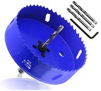 Seimneire 5 Inch Hole Saw with Heavy Duty Arbor, 1.2 Inch Cutting Depth HSS Bi-Metal Hole Drilling Cutter for Smoothly Cutting in Wood Cornhole Boards Plastic Drywall & Thin Metal