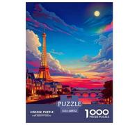 Seine-River-scenery Puzzle 1000 Pieces for Adults Mindful Relaxing Hobby Eiffel Tower Eco-Friendly Thick Board 52x38cm/1000pcs