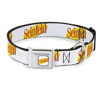 Seinfeld Pet Collar, Dog Collar Metal Seatbelt Buckle, Seinfeld Spotlight Logo White, 16 to 23 Inches 1.5 Inch Wide
