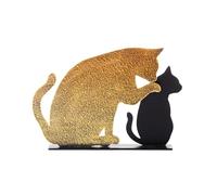 SEINHIJO Cat Family Figurine Statue Animal Sculpture Home Gifts Modern Arts Decor Table Centerpiece Crafts Metal Ornament 19cm