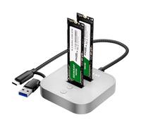 SEINIKAY Dual Bay M.2 NVMe/AHCI Cloning Dock - Portable NVMe Duplicator Cloner with 20Gbps C to C-A Cable, Offline Clone, Tool-Free Design, Progress LED & Fast Heat Dissipation