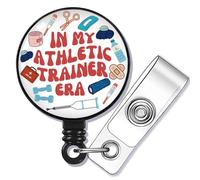 SEIRAA Athletic Trainer Badge Reel Athletic Coach Badge Holder Athletic Training Gifts in My Athletic Training Era Badge Clip Fitness Gifts (Athletic Trainer br)